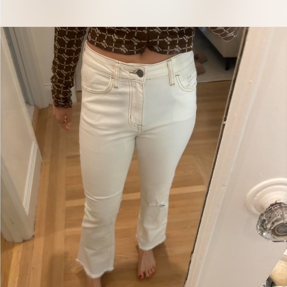 Flying Monkey White Cropped Ankle Jeans